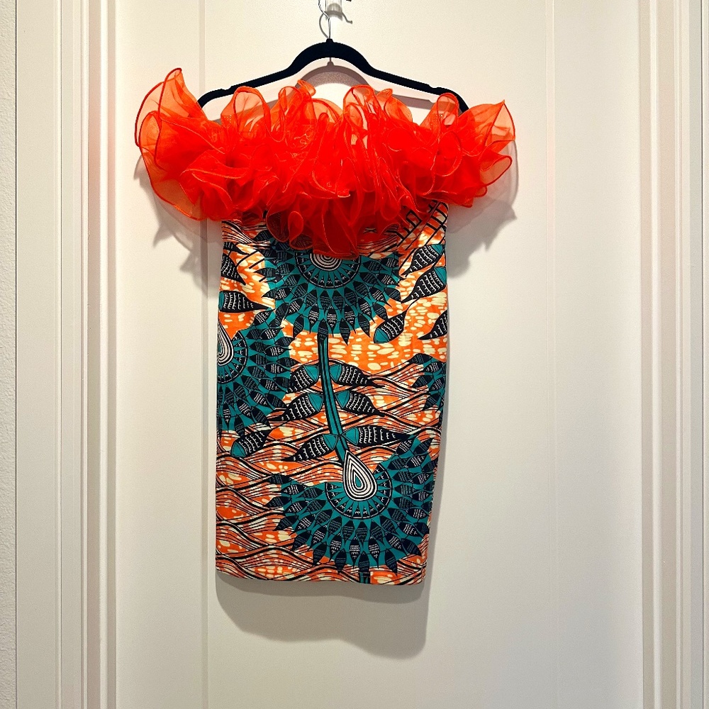 Ankara Chic Strapless Dress